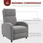 Sillón Relax Reclinable hasta 160° Sofá Reclinable Moderno con Reposapiés Soporta hasta 120 kg 64x86x102 cm Gris
