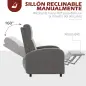 Sillón Relax Reclinable hasta 160° Sofá Reclinable Moderno con Reposapiés Soporta hasta 120 kg 64x86x102 cm Gris