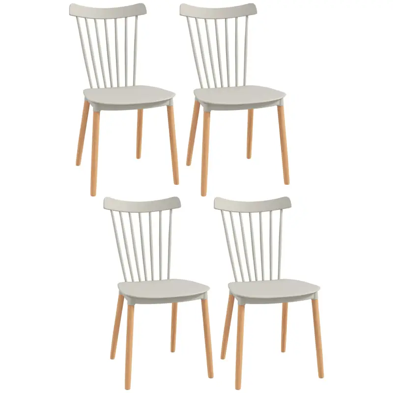 Juego de 4 Sillas de Comedor Estilo Nórdico con Respaldo de Polipropileno y Patas de Madera 48x52,5x83 cm Gris
