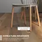 Juego de 4 Sillas de Comedor Estilo Nórdico con Respaldo de Polipropileno y Patas de Madera 48x52,5x83 cm Gris