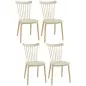 Juego de 4 Sillas de Comedor Estilo Nórdico con Respaldo de Polipropileno y Patas de Madera 48x52,5x83 cm Natural