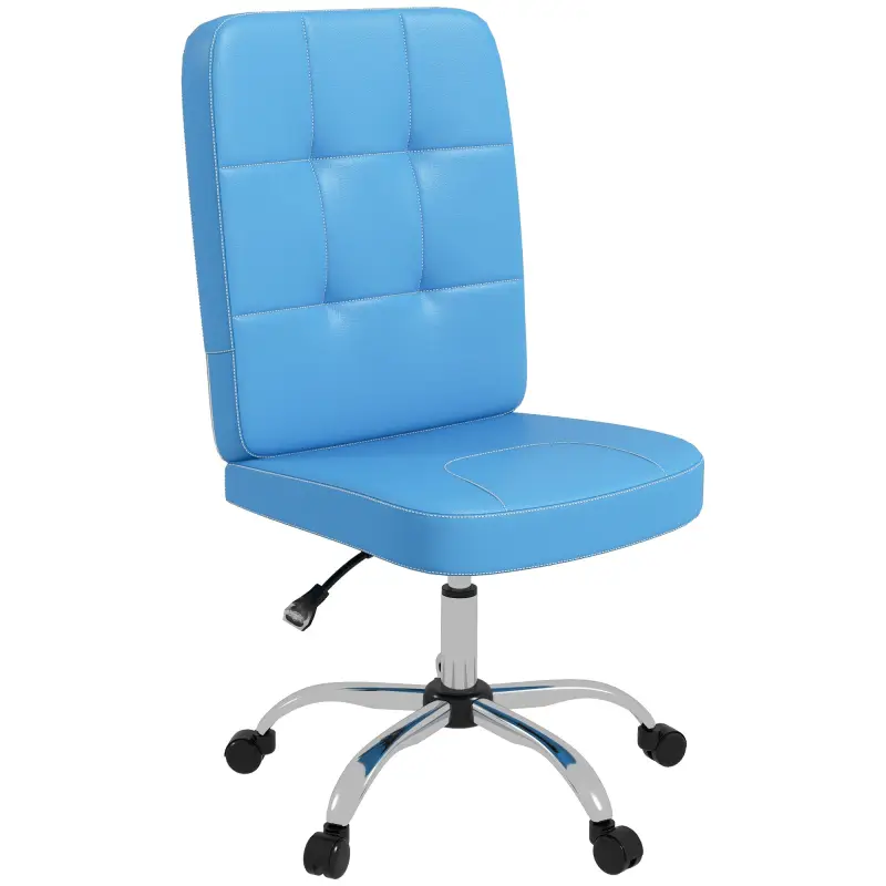 Silla de Oficina sin Brazos Silla de Escritorio Giratorio de Piel Sintética con Altura Ajustable 45x59x90-100 cm Azul Silla de Oficina sin Brazos Silla de Escritorio Giratorio de Piel Sintética con Altura Ajustable 45x59x90-100 cm Azul