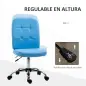 Silla de Oficina sin Brazos Silla de Escritorio Giratorio de Piel Sintética con Altura Ajustable 45x59x90-100 cm Azul Silla de Oficina sin Brazos Silla de Escritorio Giratorio de Piel Sintética con Altura Ajustable 45x59x90-100 cm Azul