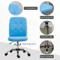 Silla de Oficina sin Brazos Silla de Escritorio Giratorio de Piel Sintética con Altura Ajustable 45x59x90-100 cm Azul Silla de Oficina sin Brazos Silla de Escritorio Giratorio de Piel Sintética con Altura Ajustable 45x59x90-100 cm Azul