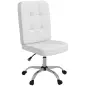 Silla de Oficina sin Brazos Silla de Escritorio Giratorio de Piel Sintética con Altura Ajustable 45x59x90-100 cm Blanco