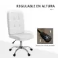 Silla de Oficina sin Brazos Silla de Escritorio Giratorio de Piel Sintética con Altura Ajustable 45x59x90-100 cm Blanco