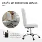Silla de Oficina sin Brazos Silla de Escritorio Giratorio de Piel Sintética con Altura Ajustable 45x59x90-100 cm Blanco