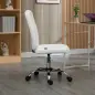 Silla de Oficina sin Brazos Silla de Escritorio Giratorio de Piel Sintética con Altura Ajustable 45x59x90-100 cm Blanco
