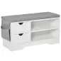 Banco Zapatero con Asiento Estantes y 2 Cajones Capacidad para 4 Pares de Zapatos 80,5x30,5x43,5 cm Blanco y Gris