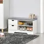 Banco Zapatero con Asiento Estantes y 2 Cajones Capacidad para 4 Pares de Zapatos 80,5x30,5x43,5 cm Blanco y Gris Banco Zapatero con Asiento Estantes y 2 Cajones Capacidad para 4 Pares de Zapatos 80,5x30,5x43,5 cm Blanco y Gris