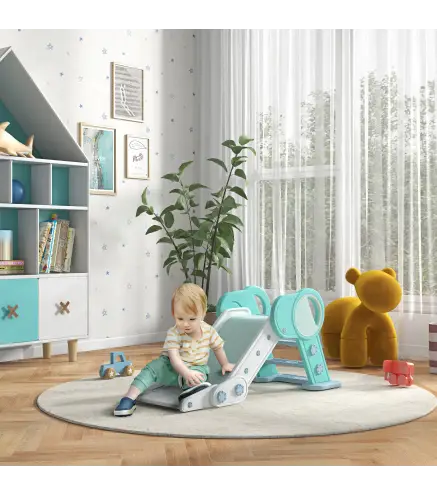 Tobogán para Niños Plegable Tobogán Infantil para Niños de 18-36 Meses con 3 Peldaños Antideslizantes 120x53x53cm Verde