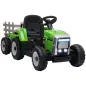 Tractor Eléctrico con Remolque para Niños 3-6 Años con Control Remoto y Cinturón de Seguridad 136,5x50x52,5 cm Verde