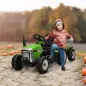 Tractor Eléctrico con Remolque para Niños 3-6 Años con Control Remoto y Cinturón de Seguridad 136,5x50x52,5 cm Verde