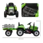 Tractor Eléctrico con Remolque para Niños 3-6 Años con Control Remoto y Cinturón de Seguridad 136,5x50x52,5 cm Verde