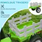 Tractor Eléctrico con Remolque para Niños 3-6 Años con Control Remoto y Cinturón de Seguridad 136,5x50x52,5 cm Verde