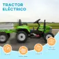 Tractor Eléctrico con Remolque para Niños 3-6 Años con Control Remoto y Cinturón de Seguridad 136,5x50x52,5 cm Verde