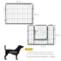 Parque para Perros de 12 Paneles con 2 Puertas Corralito para Perros para Exterior Interior Acero 80x60 cm Gris