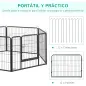 Parque para Perros de 12 Paneles con 2 Puertas Corralito para Perros para Exterior Interior Acero 80x60 cm Gris