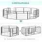 Parque para Perros de 12 Paneles con 2 Puertas Corralito para Perros para Exterior Interior Acero 80x60 cm Gris