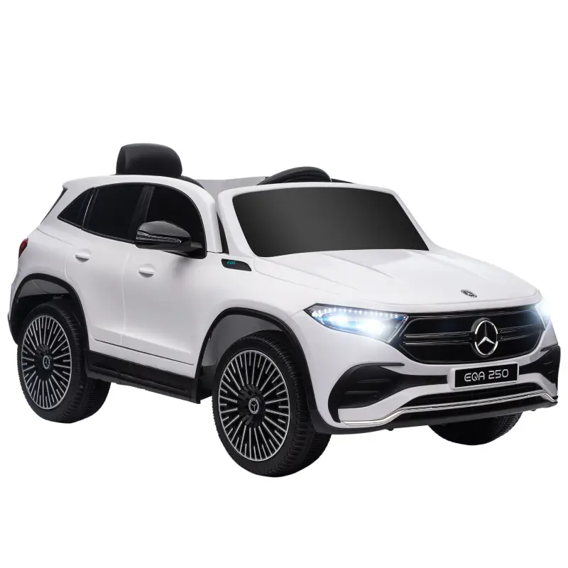 Coche Eléctrico para Niños Mercedes-Benz EQA 12V Control Remoto Música Bocina Velocidad 3-8 km/h 111,5x69x52,5cm Blanco