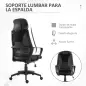 Silla de Escritorio Ajustable con Reposabrazos Reposacabezas y Función Basculante Carga 120 kg 64x55x116-126 cm Negro