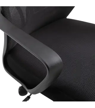 Silla de Escritorio Ajustable con Reposabrazos Reposacabezas y Función Basculante Carga 120 kg 64x55x116-126 cm Negro