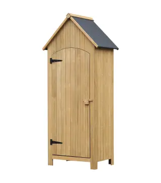 Caseta Jardín Exterior de Madera 77,5x54,2x179,5 cm 0,3 m² para Almacenaje de Herramientas con Estantes Puertas Natural