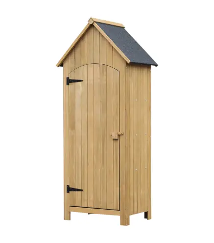 Caseta Jardín Exterior de Madera 77,5x54,2x179,5 cm 0,3 m² para Almacenaje de Herramientas con Estantes Puertas Natural
