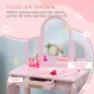 Tocador para Niños con Espejo y Taburete Tocador Infantil Tocador de Maquillaje para Niña de 3 a 6 Años con Cajón Rosa