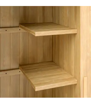 Caseta Jardín Exterior de Madera 77,5x54,2x179,5 cm 0,3 m² para Almacenaje de Herramientas con Estantes Puertas Natural