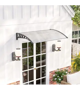 Tejadillo de Protección para Puertas Ventanas Marquesina de Exterior de Aleación de Aluminio 150x90x25 cm Transparente