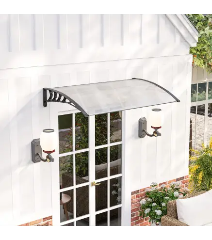 Tejadillo de Protección para Puertas Ventanas Marquesina de Exterior de Aleación de Aluminio 150x90x25 cm Transparente