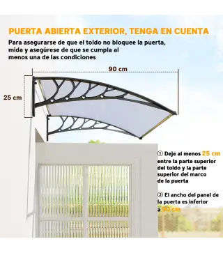 Tejadillo de Protección para Puertas Ventanas Marquesina de Exterior de Aleación de Aluminio 150x90x25 cm Transparente