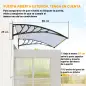 Tejadillo de Protección para Puertas Ventanas Marquesina de Exterior de Aleación de Aluminio 150x90x25 cm Transparente