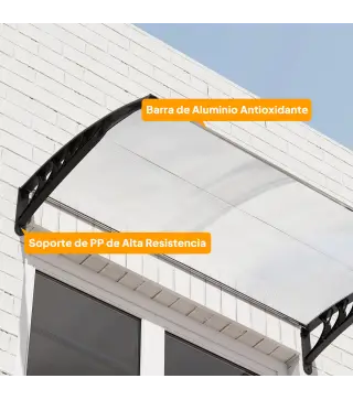 Tejadillo de Protección para Puertas Ventanas Marquesina de Exterior de Aleación de Aluminio 150x90x25 cm Transparente