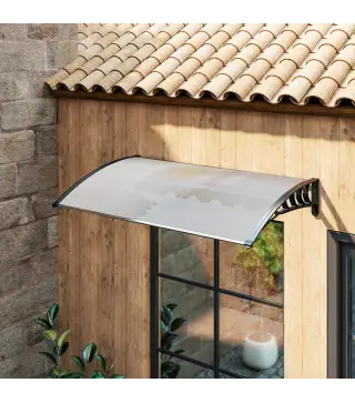 Tejadillo de Protección para Puertas Ventanas Marquesina de Exterior de Aleación de Aluminio 150x90x25 cm Transparente