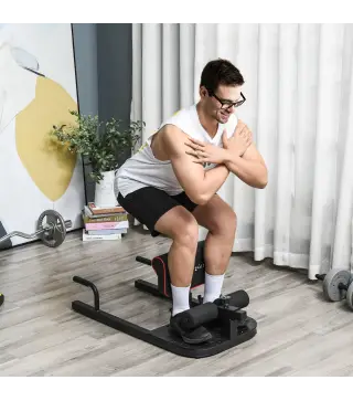 3-en-1 Máquina Equipo de Sentadilla para Ejercicios Abdominales Tablero Supino Multifuncional Ayuda en Cuclillas Equipo Negro