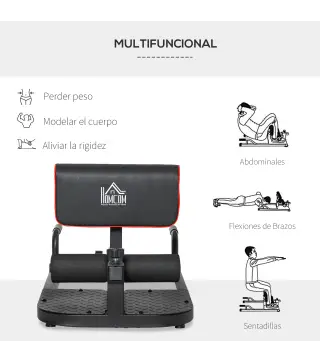 3-en-1 Máquina Equipo de Sentadilla para Ejercicios Abdominales Tablero Supino Multifuncional Ayuda en Cuclillas Equipo Negro