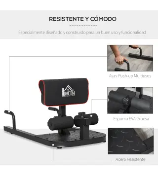 3-en-1 Máquina Equipo de Sentadilla para Ejercicios Abdominales Tablero Supino Multifuncional Ayuda en Cuclillas Equipo Negro