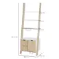 Estantería en Forma de Escalera de Madera Librería con 3 Estantes y 1 Armario de Almacenaje 60x40x171 cm Roble y Blanco
