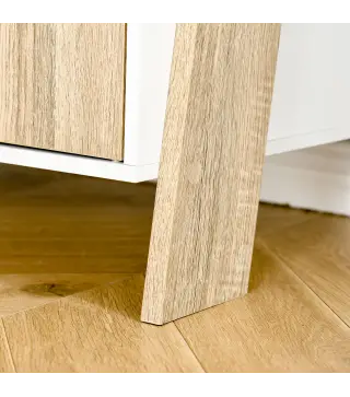 Estantería en Forma de Escalera de Madera Librería con 3 Estantes y 1 Armario de Almacenaje 60x40x171 cm Roble y Blanco