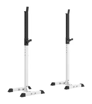 Soporte Barras Pesas de Acero con Altura Ajustable en 12 Niveles Carga Máx. 150 kg 52x48x105-160 cm Blanco