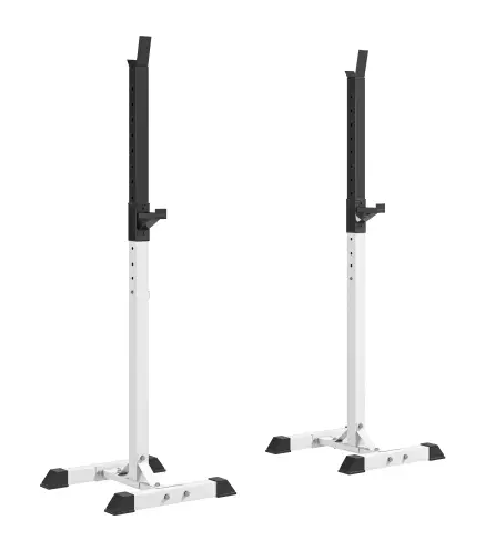 Soporte Barras Pesas de Acero con Altura Ajustable en 12 Niveles Carga Máx. 150 kg 52x48x105-160 cm Blanco