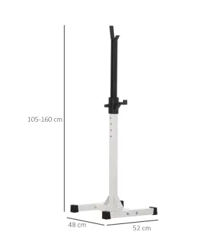 Soporte Barras Pesas de Acero con Altura Ajustable en 12 Niveles Carga Máx. 150 kg 52x48x105-160 cm Blanco