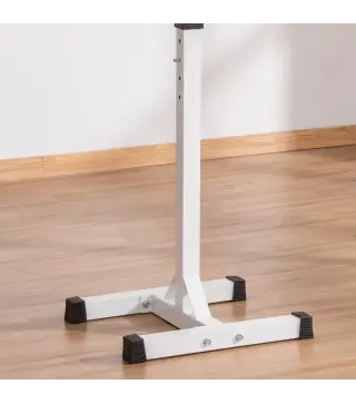 Soporte Barras Pesas de Acero con Altura Ajustable en 12 Niveles Carga Máx. 150 kg 52x48x105-160 cm Blanco