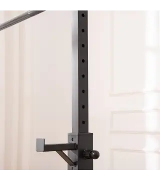 Soporte Barras Pesas de Acero con Altura Ajustable en 12 Niveles Carga Máx. 150 kg 52x48x105-160 cm Blanco