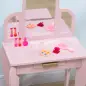 Tocador para Niños con Espejo y Taburete Tocador Infantil Tocador de Maquillaje para Niña de 3 a 6 Años con Cajón Rosa