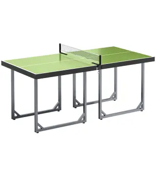 Mesa de Ping-Pong Plegable con Red y Marco de Acero Fácil de Transportar para Interior y Exterior 182x91x76 cm Verde