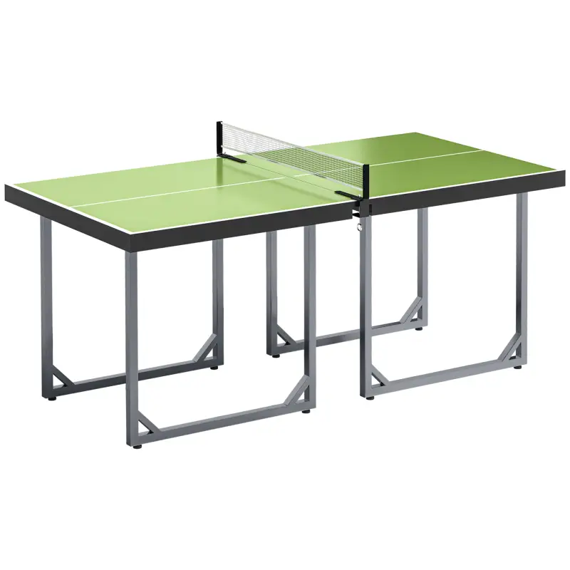 Mesa de Ping-Pong Plegable con Red y Marco de Acero Fácil de Transportar para Interior y Exterior 182x91x76 cm Verde