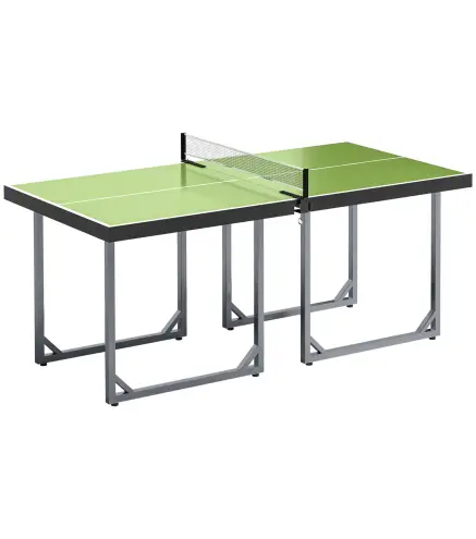 Mesa de Ping-Pong Plegable con Red y Marco de Acero Fácil de Transportar para Interior y Exterior 182x91x76 cm Verde